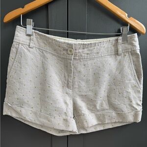 J. Crew Oatmeal City Fit 100% Linen Gold Dot Shorts • 6